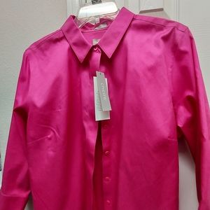 CHICO'S Women's blouse, No Iron, Stain Shield, Fushia Pink